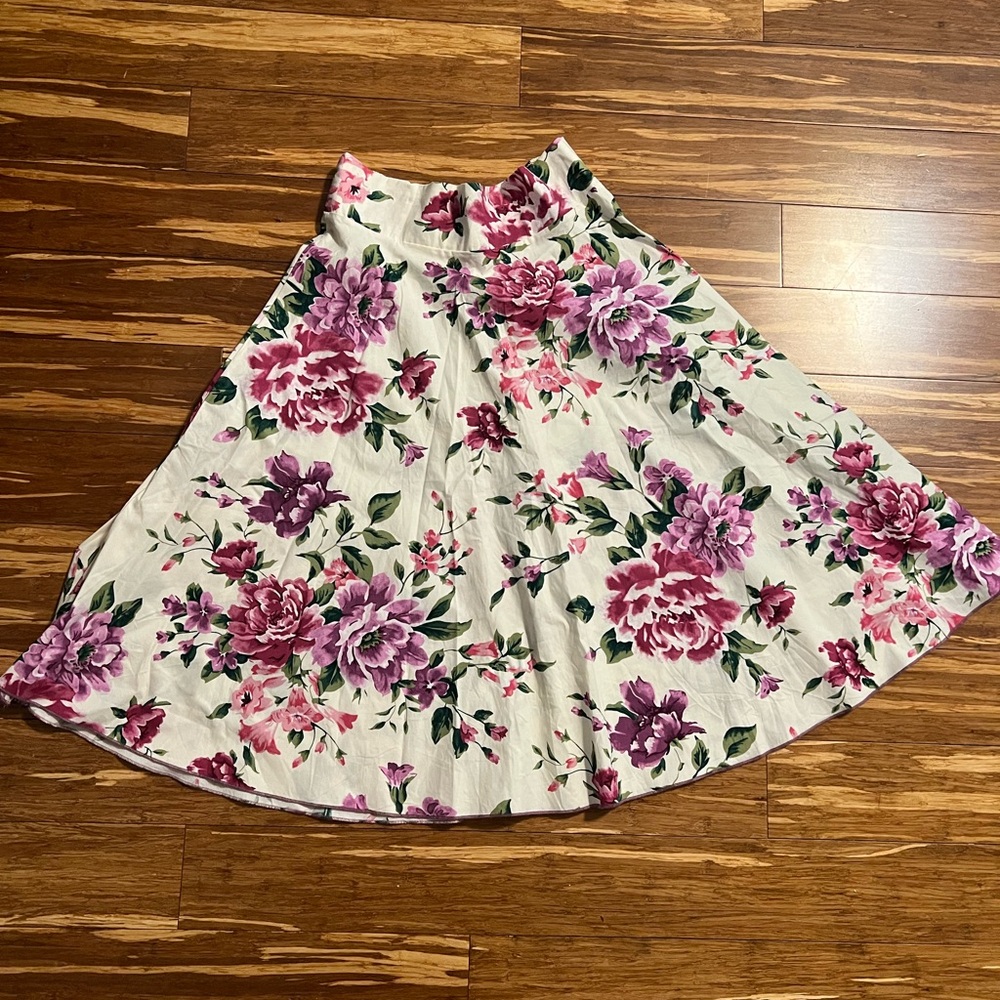 Sara Floral Maxi Skirt - Purple and Cream